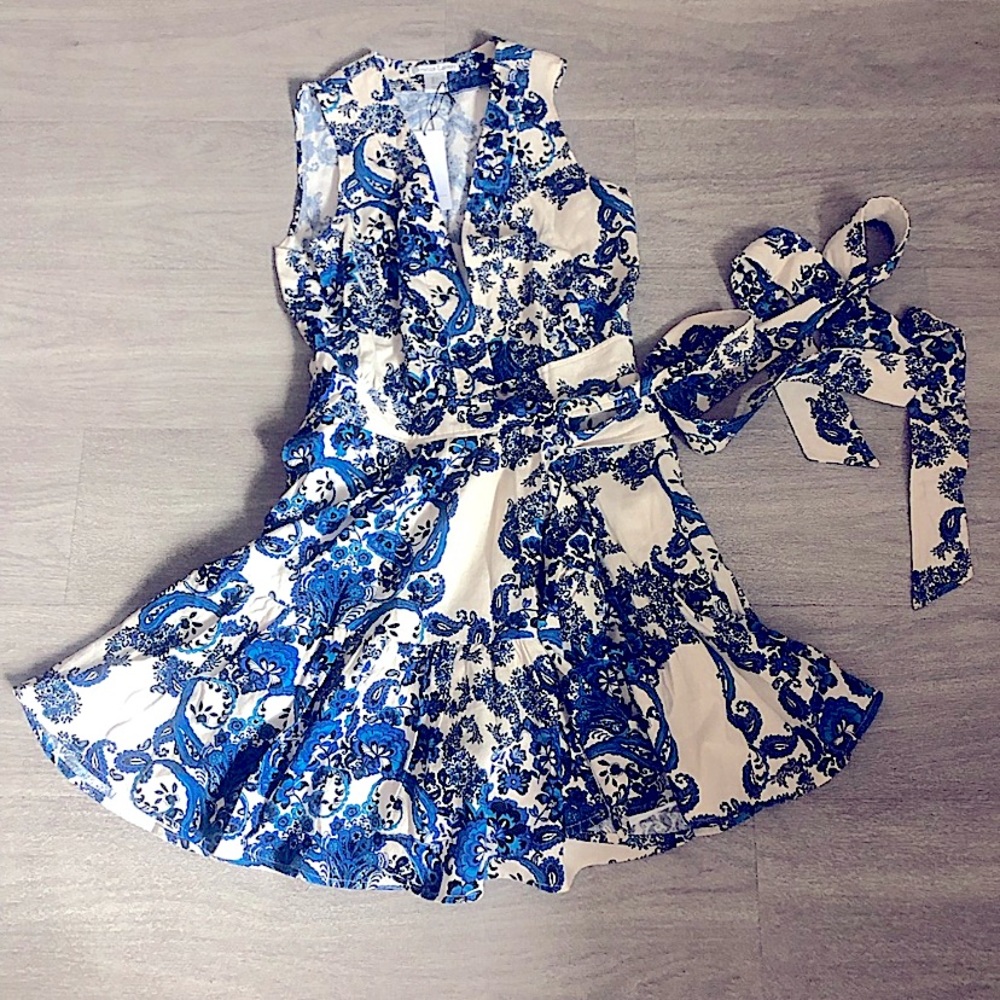 NWT Christian Lacroix blue wrap dress paisley Medium / M NEW - Picture 3 of 8